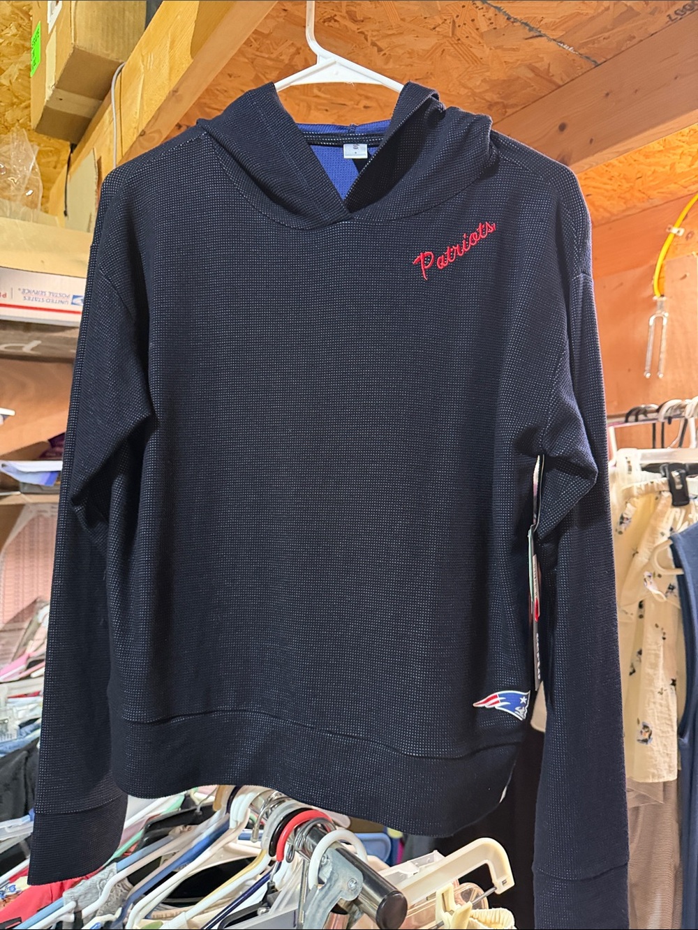 Source Unknown Women's Navy Crewneck Sweater with Red Script